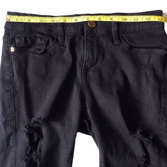 FRAME Black Denim Ripped 26 Le Skinny Film Noir - Picture 12 of 15